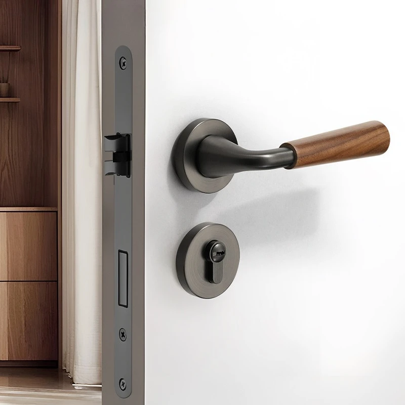 

Wooden Bedroom Door Handle Interior Mute Door Knob Bedroom Elegant Vintage Furniture Handles Entrance Push Pull Visit Doorknobs