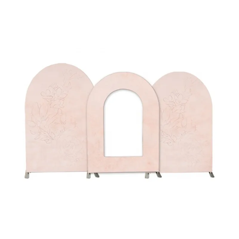 Nude Color Arch Backdrop Double Side Polyester Fabric Birthday Party Wedding Chiara Arch Covers 3 Metal Stand Frames