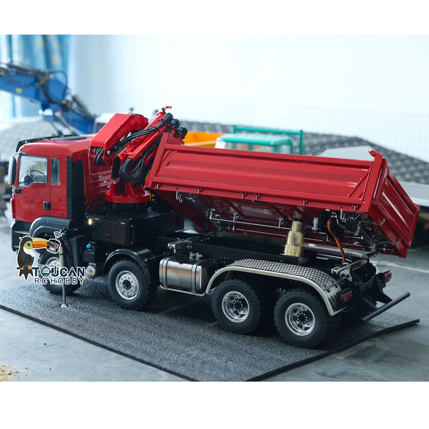 RTR LESU 8X8 1/14 RC Hydraulic Crane Dump Car 2-speed Model Remote Control Dumper Tipper Truck Lights Sounds Paladin PL18EV Toy