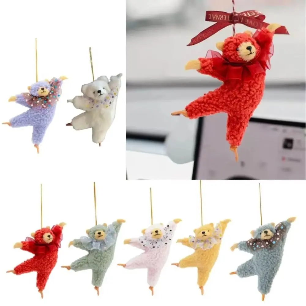 Creative Ballet Bear Car Pendants Kawaii Cartoon Ornament Stuffed Bear Room Pendant Birthday Gift Car Decoration