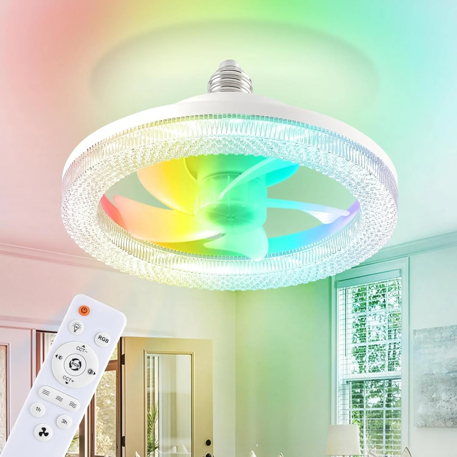 

Modern E27 Ceiling Fan Lamp for Home Living Room Fan Lights Remote Control Dimming Simple Bedroom Lamp