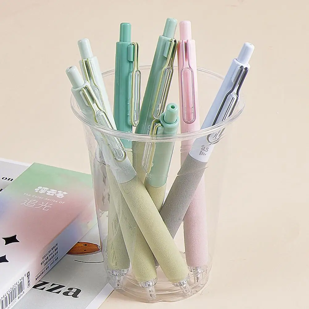 大容量プラスチックジェルペン、プレスタイプ、ソフトスポンジ、速乾性、ライティングペン、学校文房具、学生ギフト、0.5mm、4個