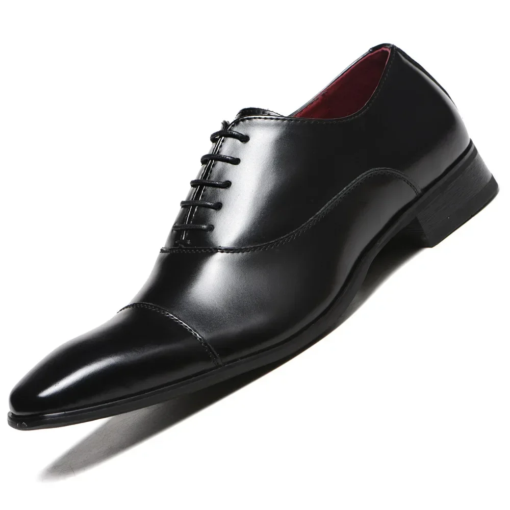 Chaussures en cuir pour hommes, chaussures provoqué d'affaires, chaussures décontractées tout assorties, absorbant les chocs, chaussures à degrés, chaussure zones me