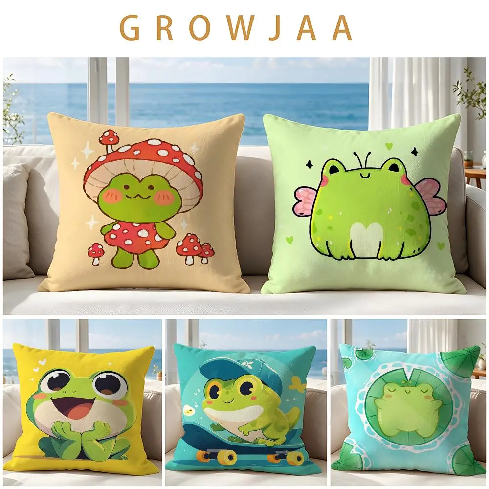 cute frog Cushion Cover Throw Pillow Short Plush Fresh Natural Cushion for Living Room Sofa Ornament Present Gift