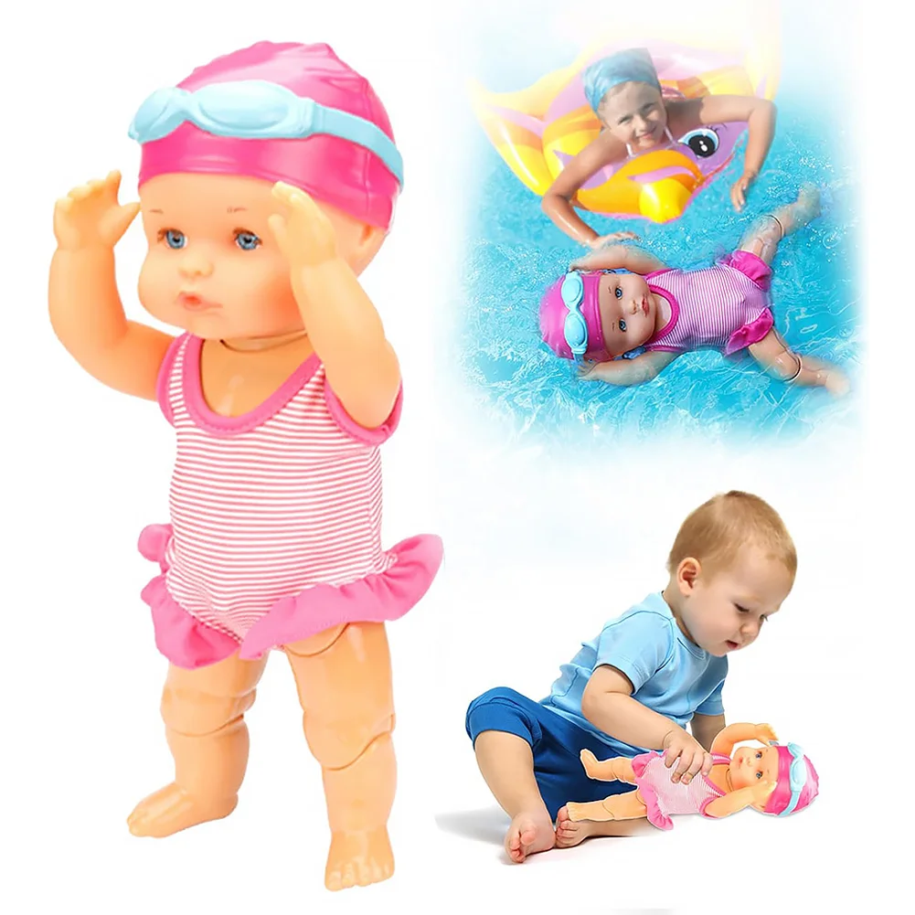 Swimming Doll Waterproof Swimmer Doll with Movable Joint and Detachable Suit Kids Bathroom Bath Toy Birthday Gift for Kids