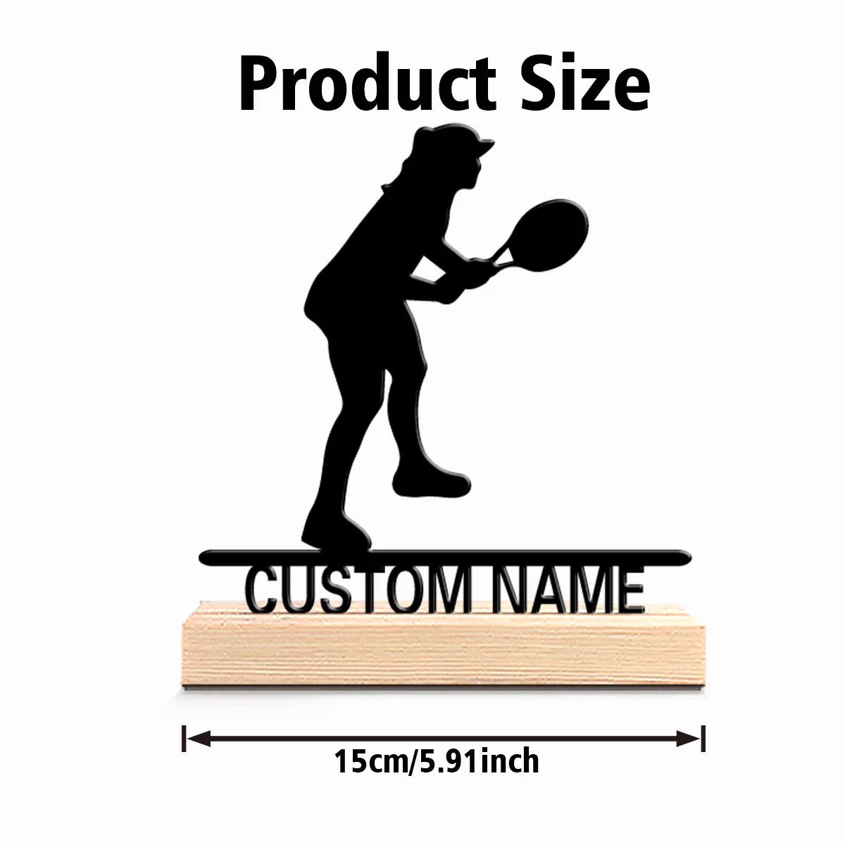 1pc New Design Personalized Custom Tennis Player Metal Statues Symbolic Desk Decor with Wooden Base Perfect for New Home