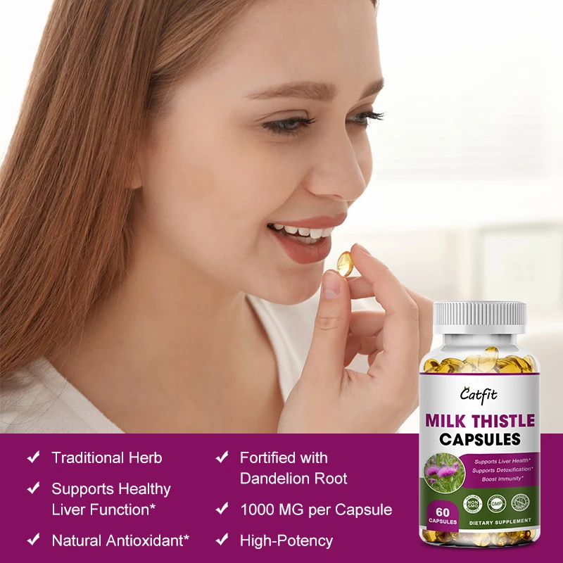 Natural Herbal Milk-Thistle&Dandelion Root Capsules Helps Detox Clearing,Heat Detoxifying,Liver protection Decompose alcohol