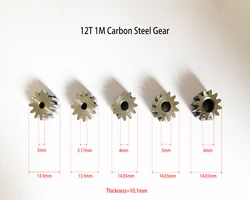 12T 1M 14mm Metal 45# Carbon Steel Gear Mechanical Power Motor Accessories 12 Teeth Pinion 123A 123.17A 124A 125A 126A