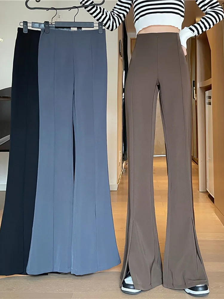 

Casual High Waist Loose Wide Leg Pants for Women 2023 Spring Summer Floor-Length Split Suit Pants Y2K Korean Chic Long Trousers