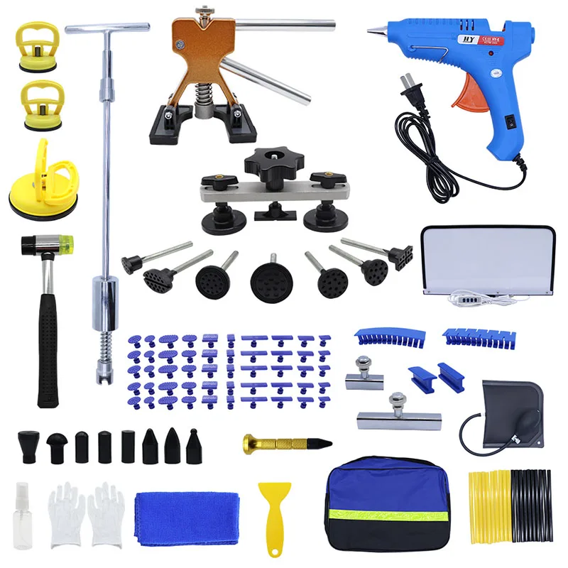 108Pcs Auto Body Dent Repair Tools Sheet Metal T Dent Puller Slide Hammer Paintless Dent Repair Auto Body Dent Puller Kit