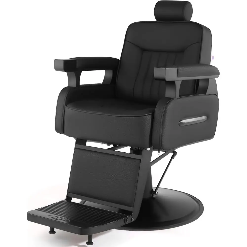 

Classic Reclining Hydraulic Barber Chair with Lockable Recline and Rotation, Smooth Operation, PU Leather, Durable for Salon Use