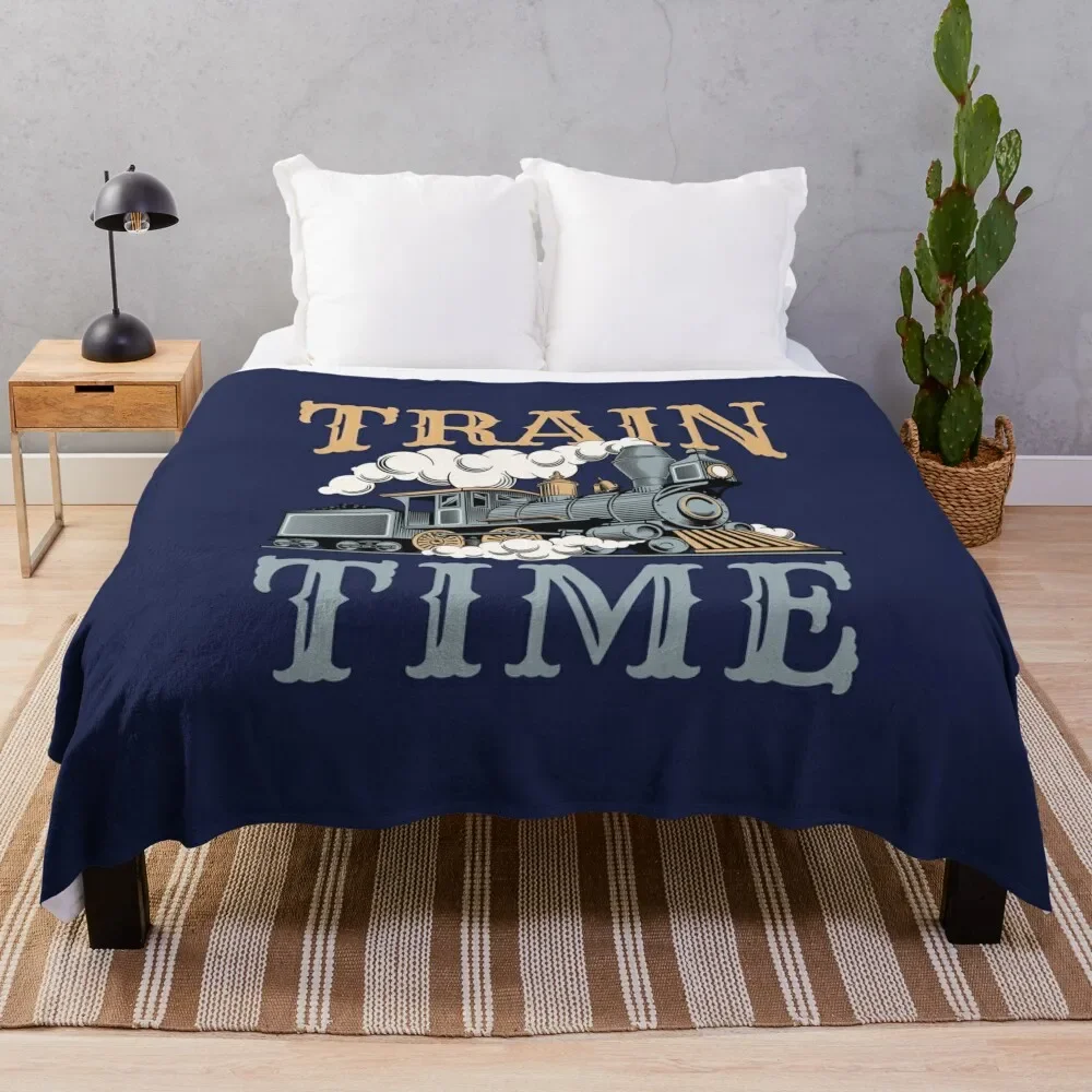 

Train Time Model Train Trains Enthusiast Throw Blanket Bed Fashionable Retros Blankets