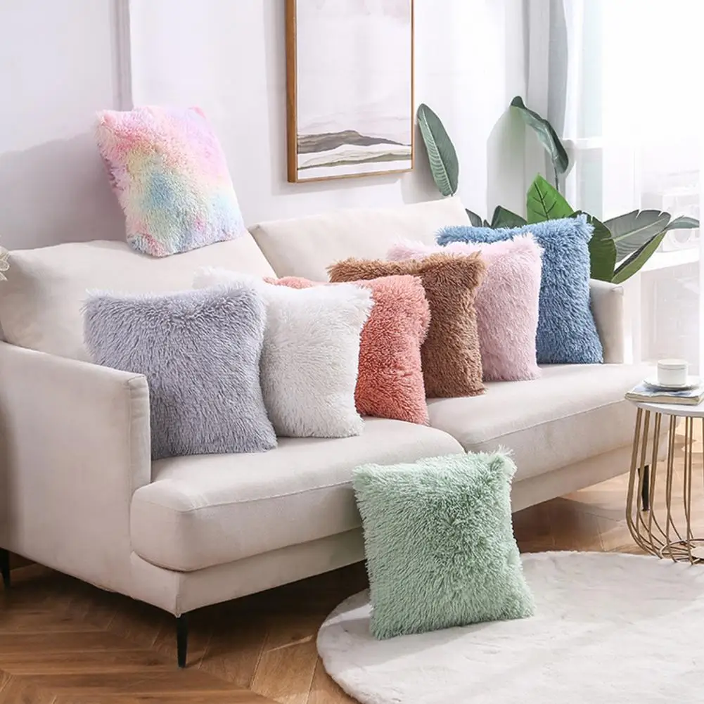 Shaggy Pillow Cover Shaggy Ultra Soft Fluffy Pillow Covers Comfortable to Use Square Shaped Sofa Cushion Cover for Sofa