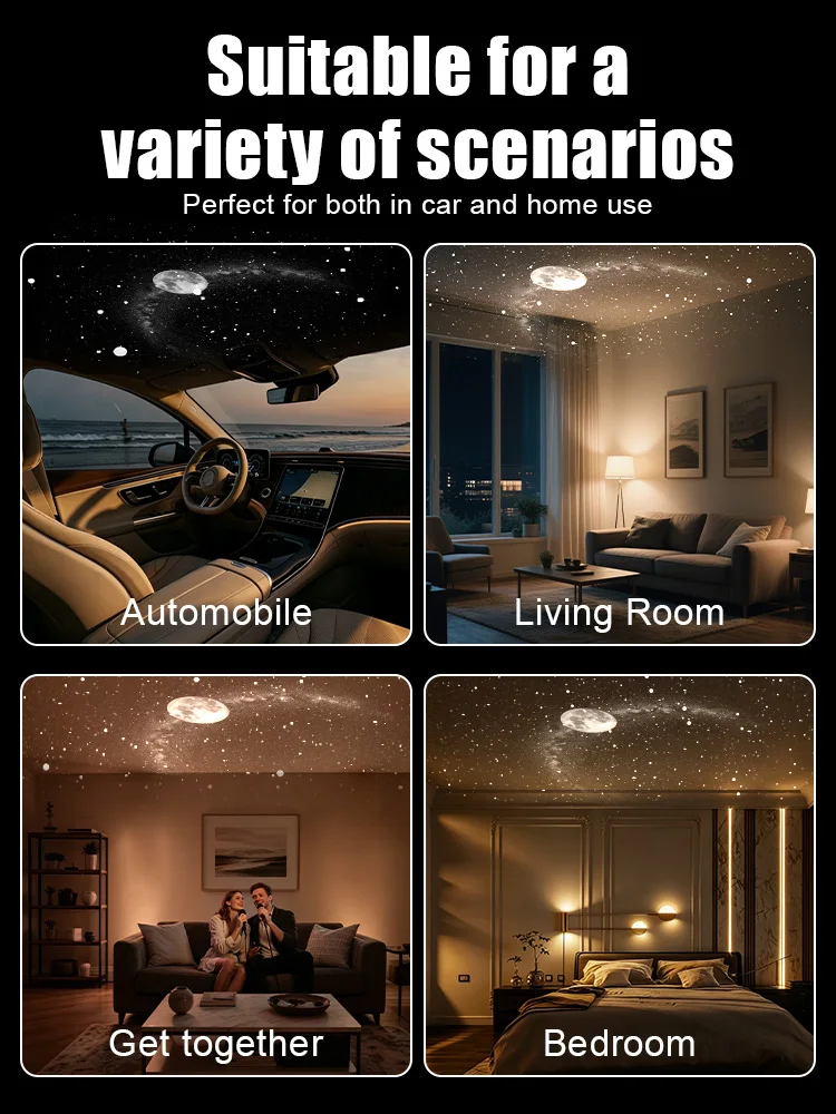 USB Starry Sky Projector Night Light 360 Bendable Flexible Hose HD Projection Car Bedroom Decor Lamp Replaceable Pattern Films