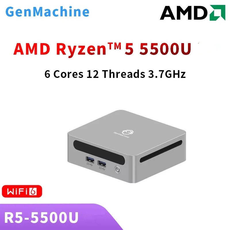 

Мини-ПК GenMachine Ryzen 5500U Windows 11, DDR4, 3200 МГц, Wi-Fi6, игровой ПК, игровой компьютер «сделай сам», Ordenador Mini Pc Gamer