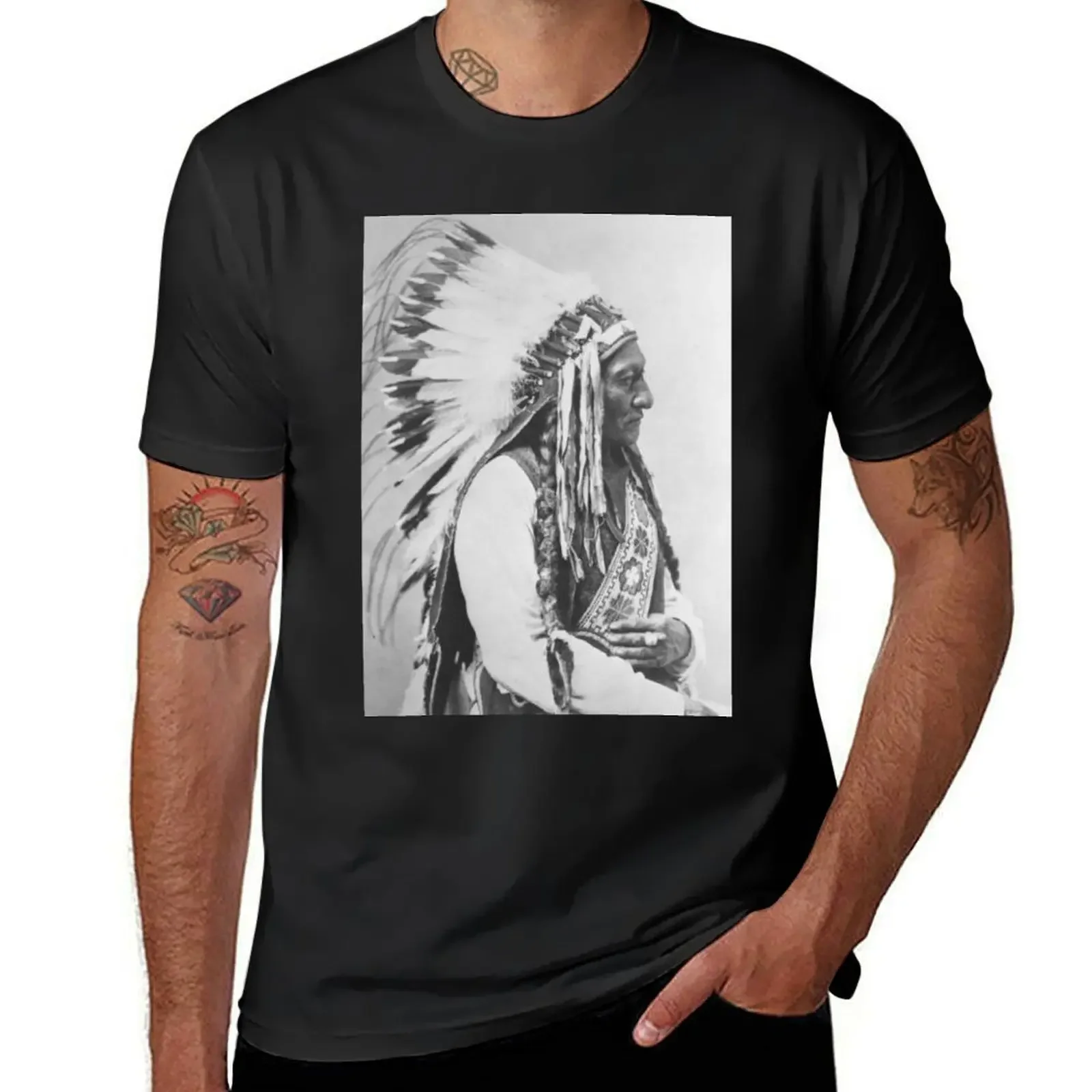 Chief Sitting Bull T-Shirt rapper graphic tees summer top customs mens big and tall t shirts