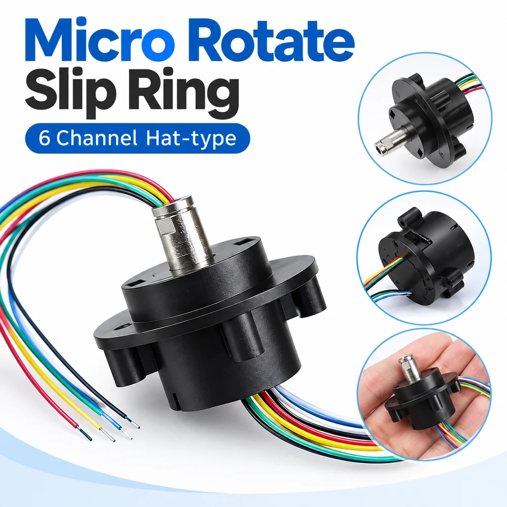 1Pcs New 2A Slip Ring Hat-type Micro Conductive Slip Ring Pure Copper Plastic Shell Rotary Connector for Robot Arm