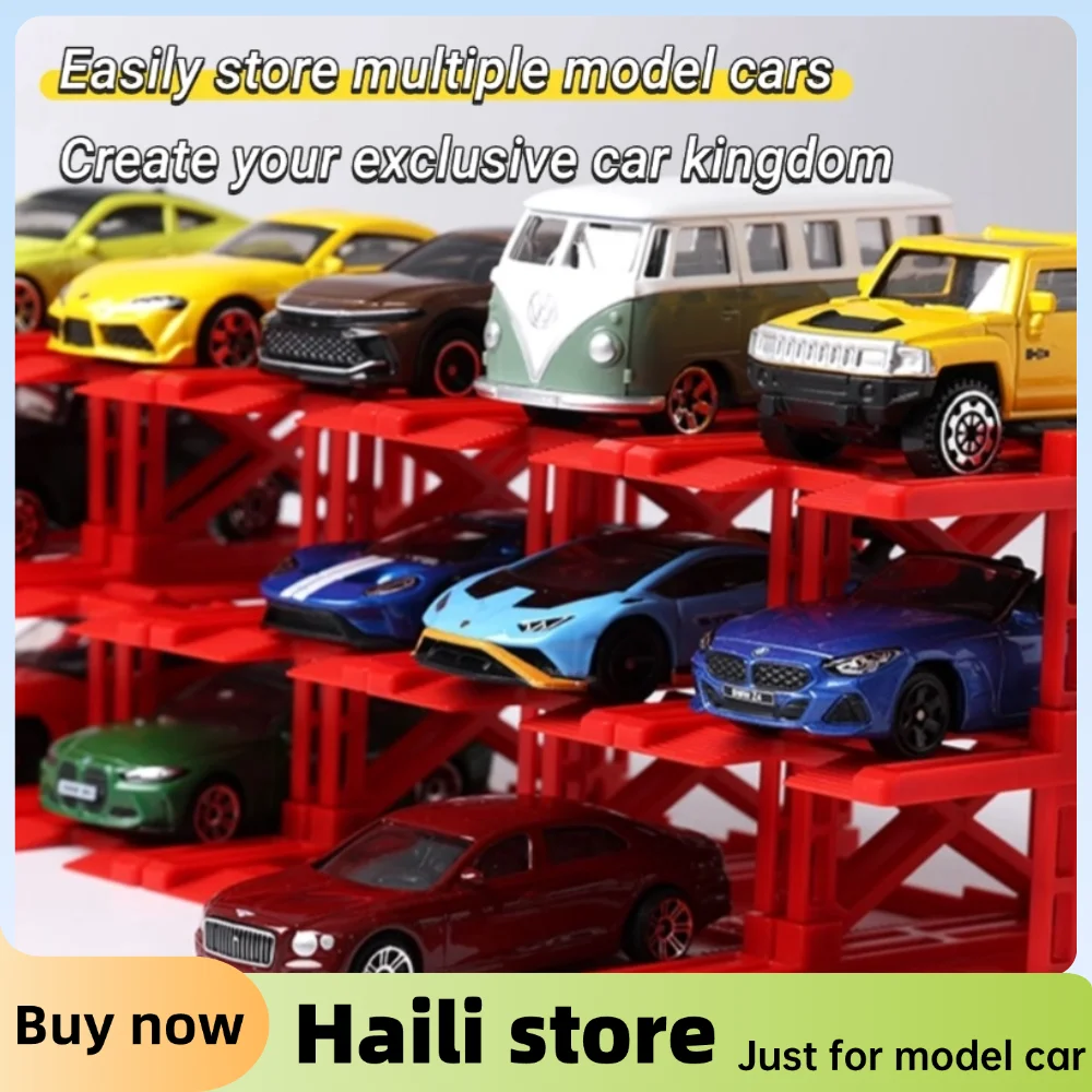 

3D Parking Building Model DIY Assembly Kit 1/64 Scale Multi-Layer Structure Free Combination Expandable for Diecast Car Display