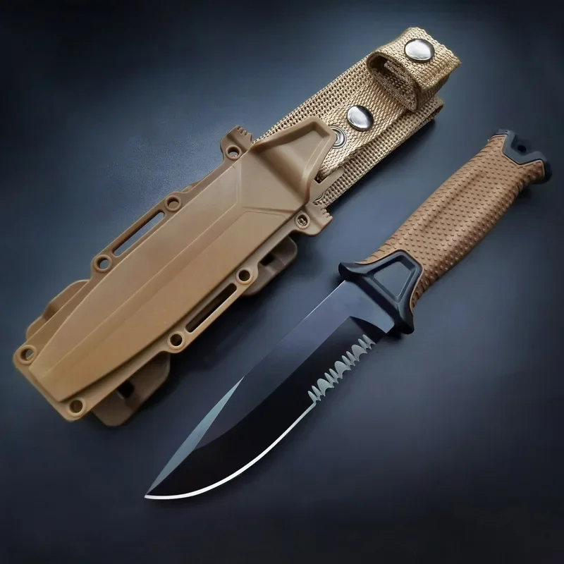 2024 New Stainless Steel Tactical Knife, Wilderness Survival Knife, Portable Self-Defense Straight Knife Set EDC