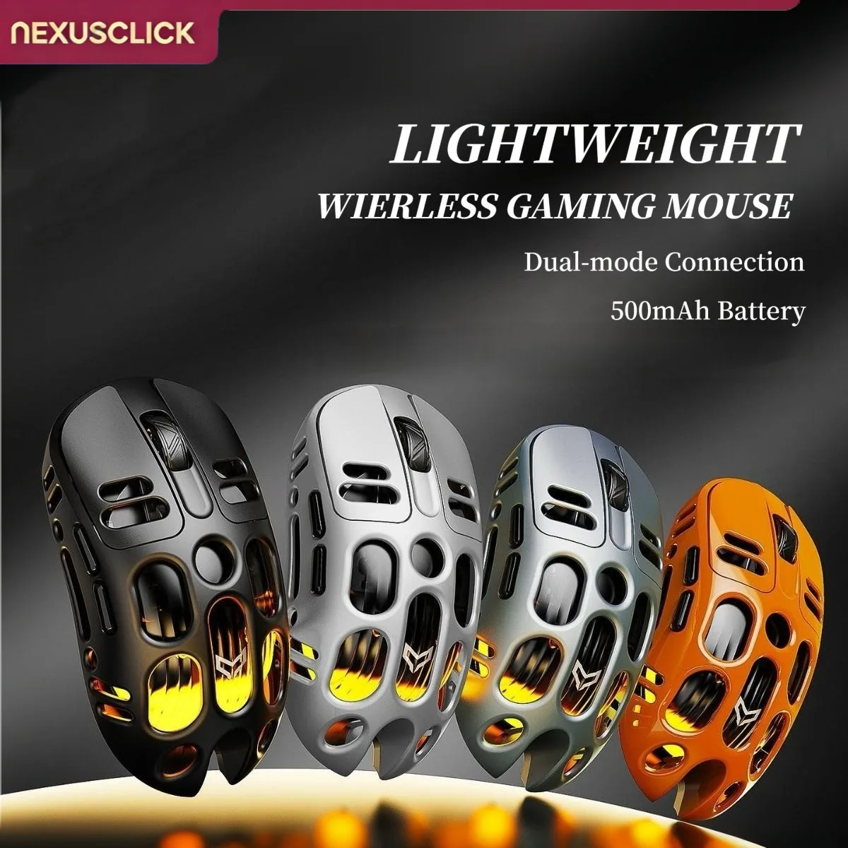 Lightweight Tri-Mode Wireless Gaming Mouse NexusClick, RGB Ergonomic Adjustable DPI Gaming Mice, Portable Mice for PC Mac Office