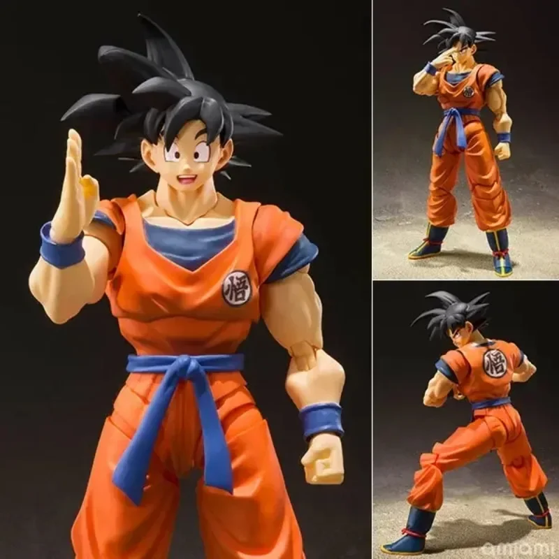 W magazynie Oryginalna figurka akcji Bandai Dragon Ball Z SHF A Saiyan Raised On Earth Son Goku 2.0 Anime Figurka akcji Zabawki Kolekcja modeli Prezenty