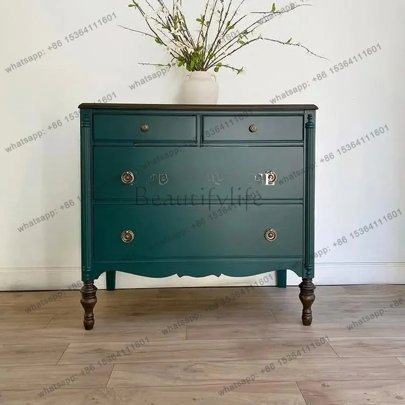 PG American country solid wood chest, living room, entrance cabinet, French retro engraved bedroom, storage cabinet, fashion