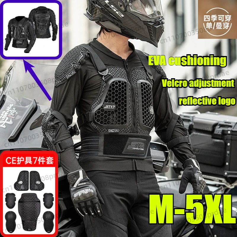 

Motorcycle Riding Armor Jacket, Knight Protective Gear with Elbow Guards, Anti-Fall Riding Suit for RidersM-5XL
