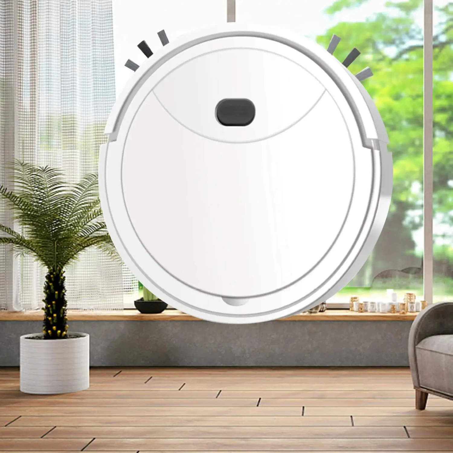 Robot Vacuum Cleaner  Sweeper 90 Mins Runtime Strong Suction Quiet 3 in 1 Robotic Vacuum  Tile Floor