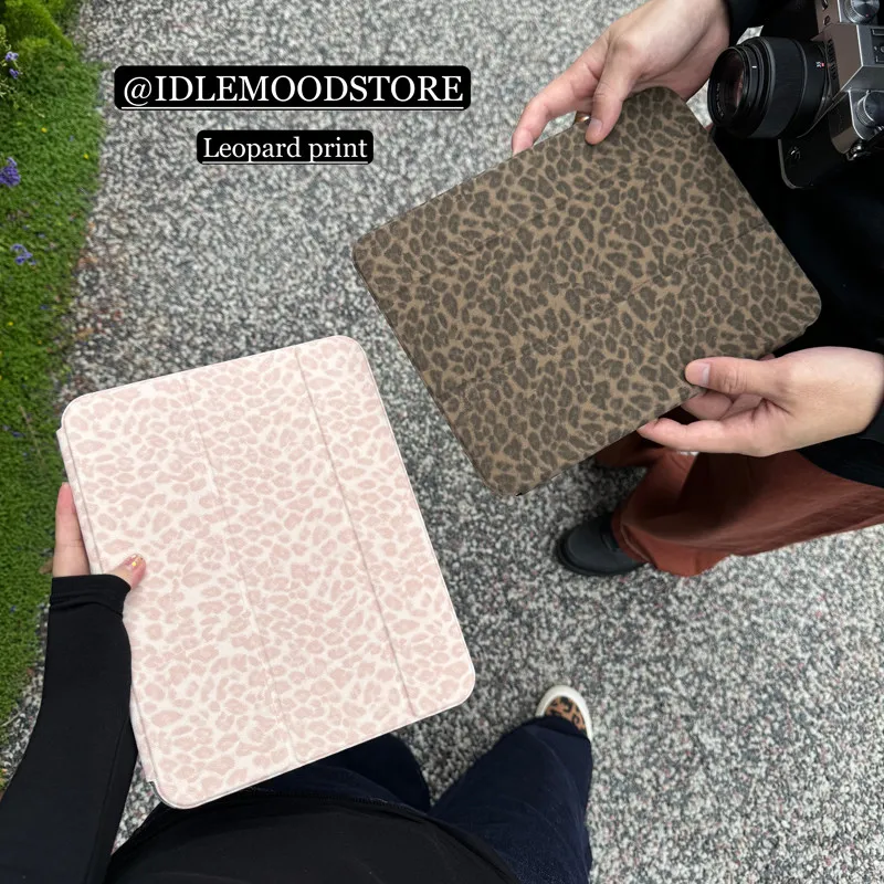 

Pink Braown Lropard Print ins Tablet Case For iPad Pro 11 13 M2 M4 M3 10.2 5/6th 7/8/9/10/11th Mini 6 7 Air 3 4 5 6 Stand Cover