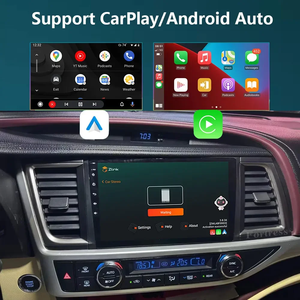 Car Radio for Toyota Highlander 3 Kluger 2013 2014 2015 2016 2017 2018 Android Multimedia Video Player 4G GPS Carplay Autoradio