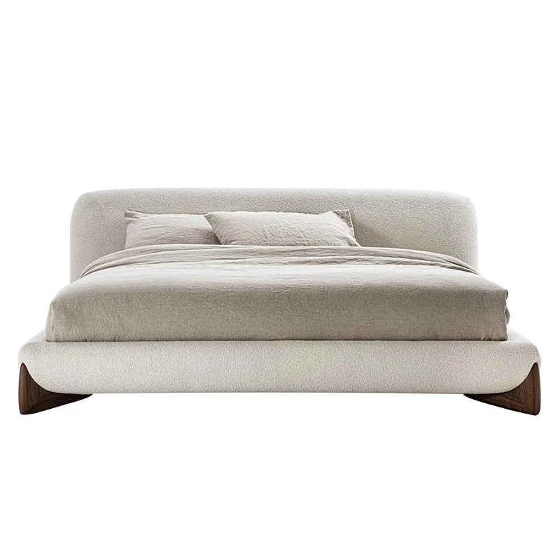 

Solitary wind Japanese lamb wool bed light luxury master bedroom double bed