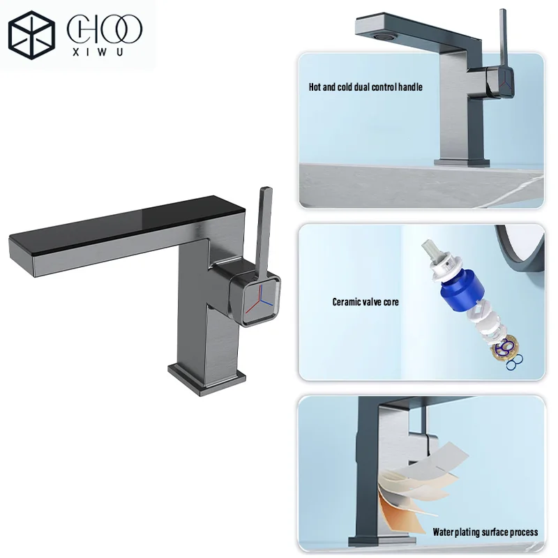 

Bathroom basin hot and cold waterfall digital display faucet, bathroom and household washbasin dual-purpose faucet