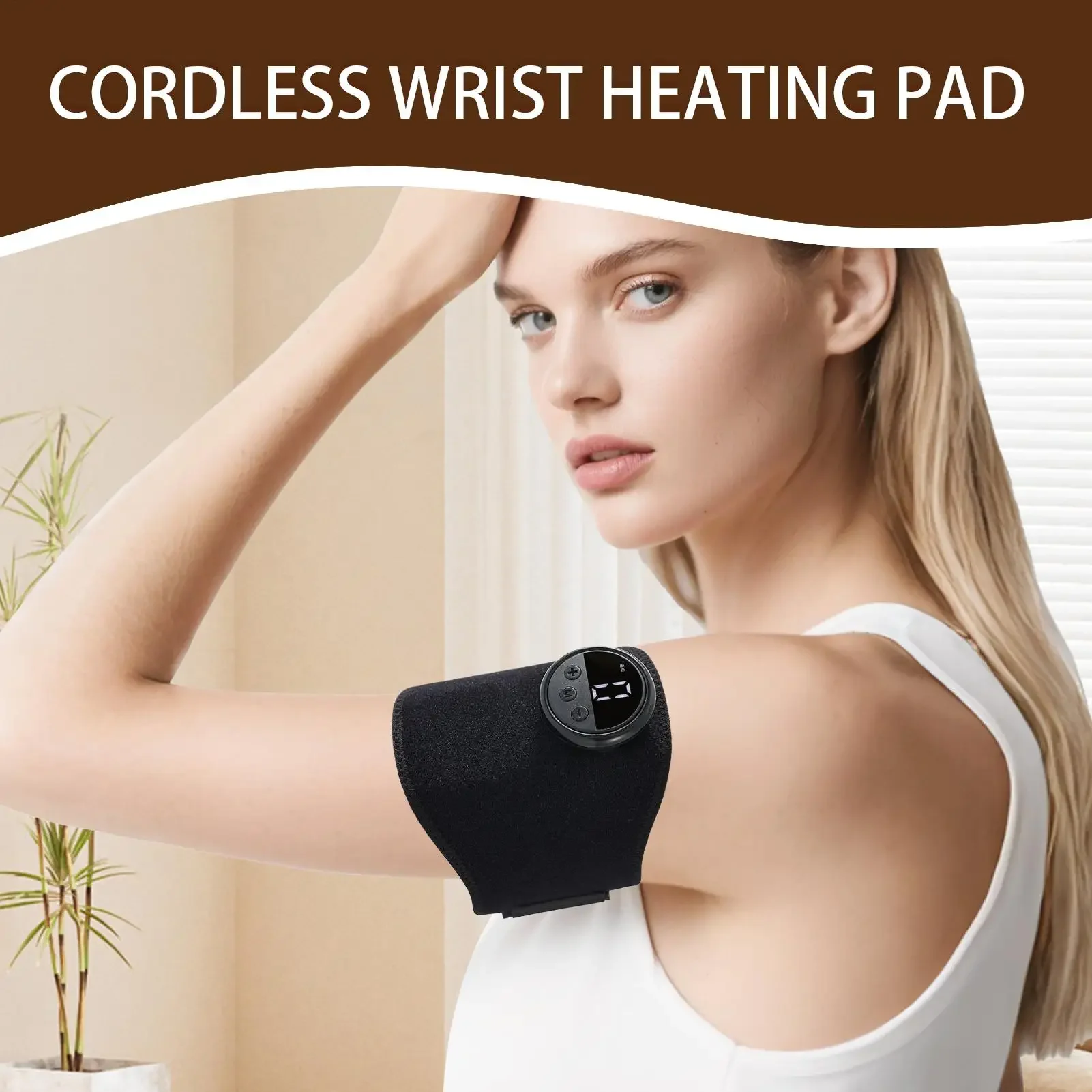 

Heated Wrist Brace Adjustable Vibration Electric Pads Rechargeable Wrist Warmers For Men Women Typing Game Knee Ankle Arm