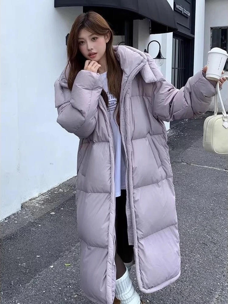 

2025 Европейская зимняя женская пуховая хлопковая куртка большого размера с капюшоном, хлопковая куртка