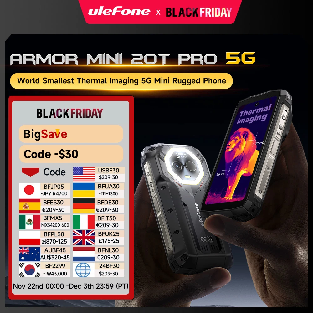 【Wereldpremière】 Ulefone Armor mini 20T Pro 5G 4,7" scherm Robuuste telefoon Veelzijdige LED-lamp Android 14 Smartphone 6200mAh 16GBRAM (8+8) 256GB ROM 33W