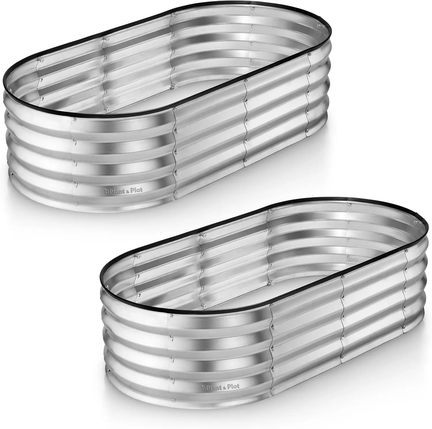 4x2x1 ft Galvanized Raised Garden Beds (2-Pack) Outdoor Planter Box for Vegetables, Flowers - Tool-Free Assembly