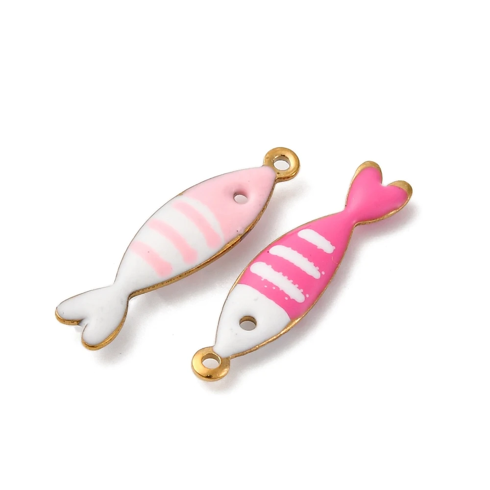 PandaHall 50 Stück 304 Edelstahl-Anhänger in Fischform, gemischte Farben, für Schmuck-DIY-Anhänger für Meerespartys – Detail 1