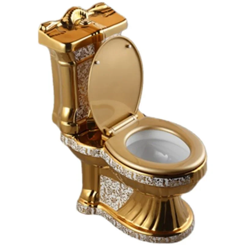 

Ретро-готельный цветной тисненый унитаз, разделенный от прямого до окрашенного золотой керамический унитаз
