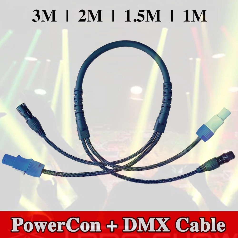 DJ Lighting Audio AC Power DMX Combination Cable 3x2.5mm² PowerCon Wire 3Pin XLR Connector For Stage LED Moving Head Sound Mic.