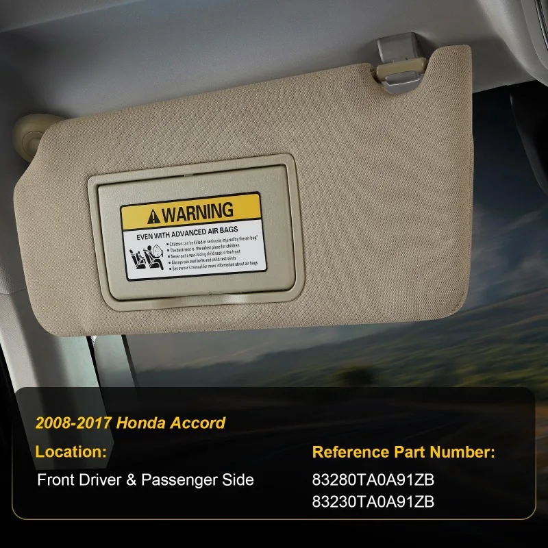 For Honda Accord 2008 2009 2010 2011 2012-2017 Grey Beige Sunvisor 83280TA5A51ZA Car Sun Visor Driver Side Car Accessories