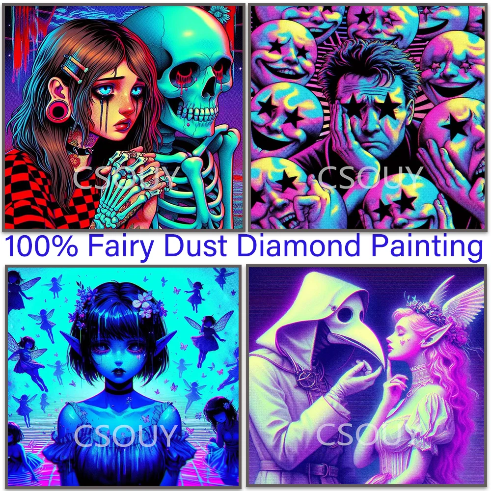 

Halloween Gifts 100% Fairy Dust Square Drill Full 5D Diy Diamond Painting Cross Stitch Crystal Embroidery Mosaic Decor Needlewor