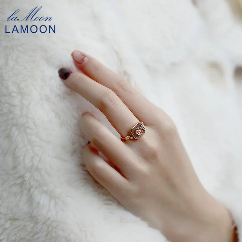LAMOON Vingtage Bijou Natural Labradorite Ring For Women Gemstone Rings 925 Sterling Silver Gold Vermeil Elegant Fine Jewelry