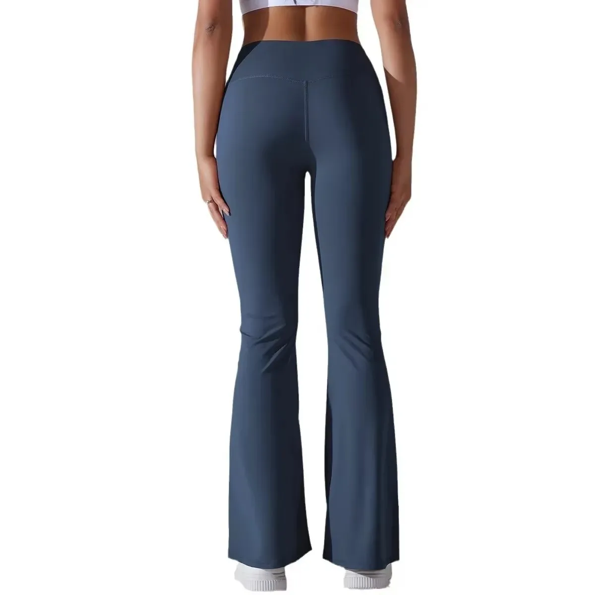 Effen kleur uitlopende broek yogabroek voor dames met slanke pasvorm hoge taille elastische training wijde pijpen fitnessbroek