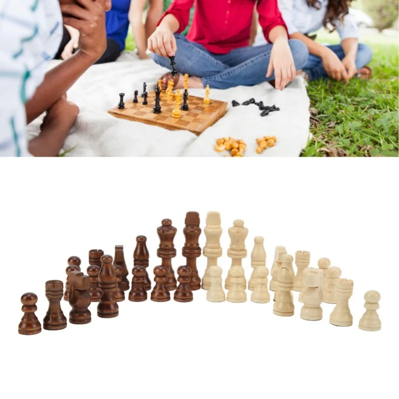 

32 шт. шахматные фигуры только с фетром для профессиональных начинающих семейных встреч, пикника, кемпинга