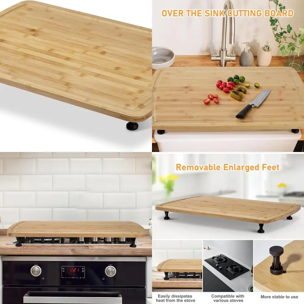 

30 Extra Large Bamboo Noodle Board, Stove & Sink Cover, Large Charcuterie Tray, Farmhouse Style Kitchen Decor