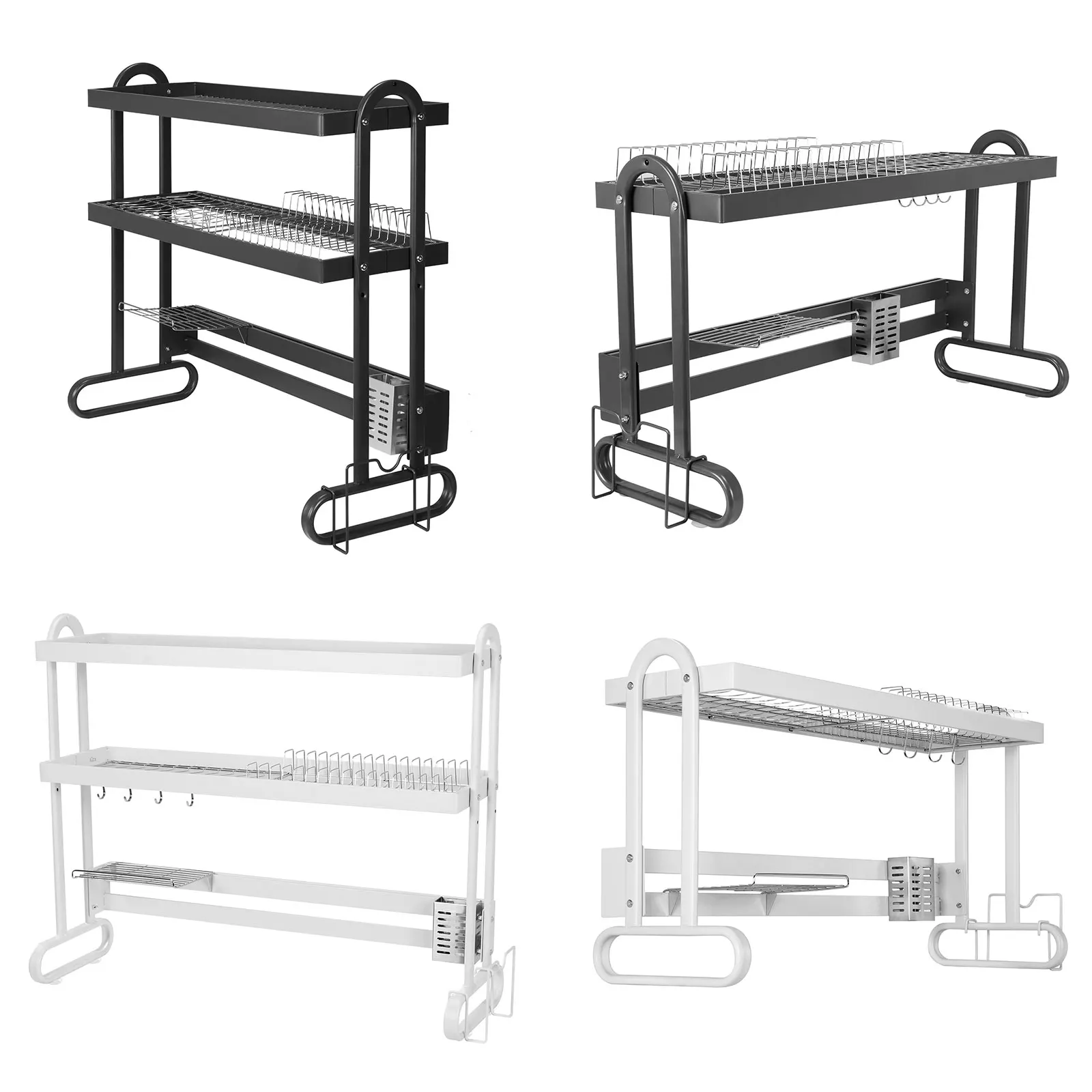 

Stainless Steel Dish Drainer with Utensil Holder Over Sink Dish Drying Rack Thickened Sink Rack for Draining & Storing Dishes