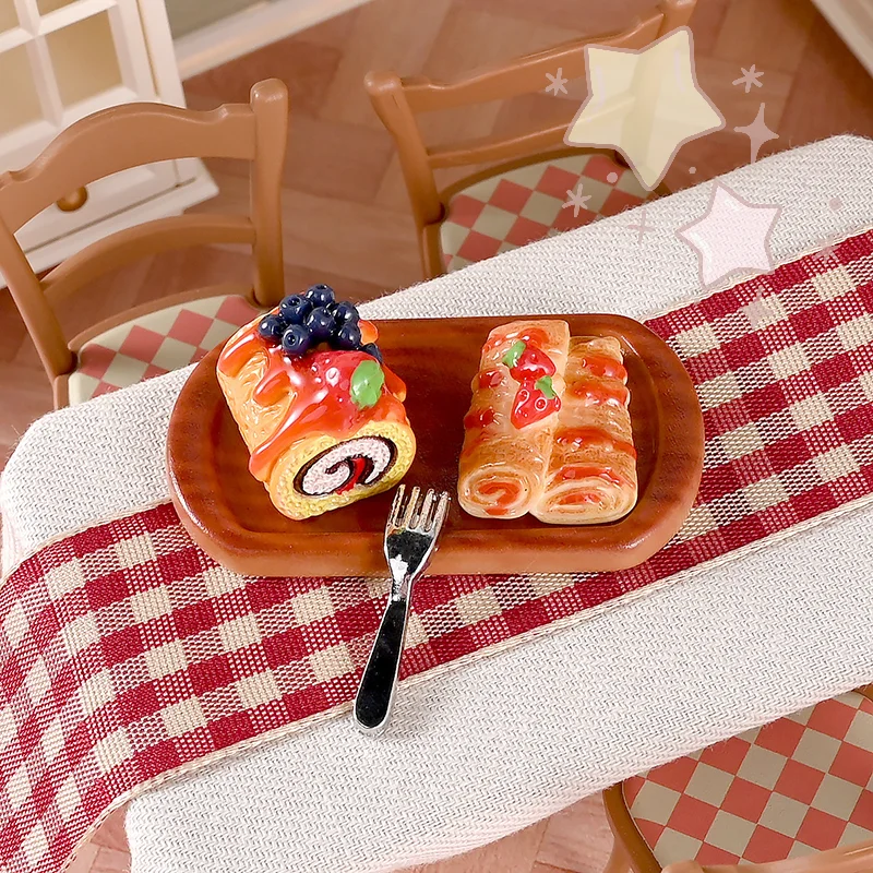 [TJ] Juego de 2 uds. De Mini pastel para casa de muñecas, modelo de postre para Mini decoración de cocina, accesorios para casa de muñecas, juguetes para juego de imitación