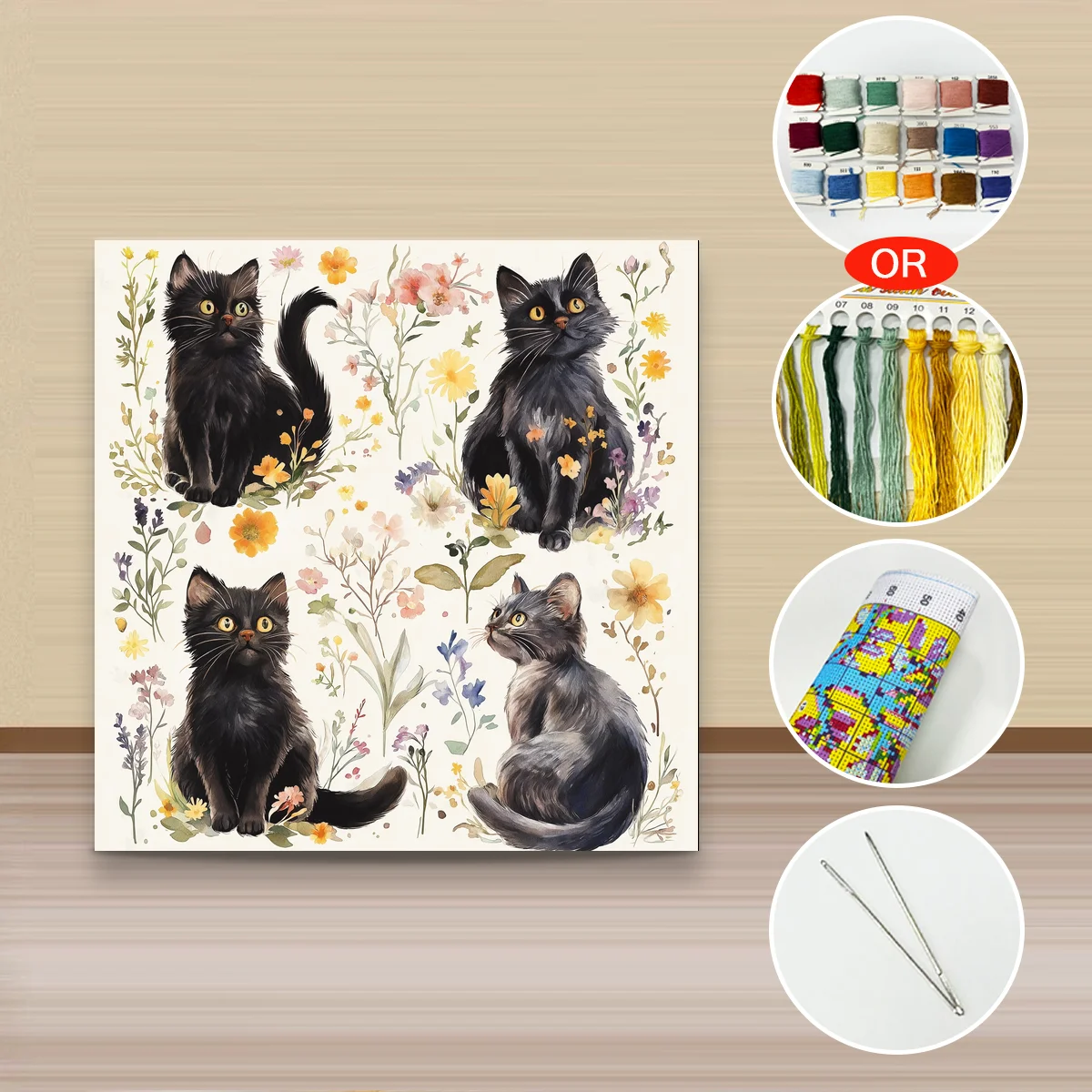 Embroidery Cat - 1PC 40X40CM/15.74in ,11CT/14CT cross stitch kit