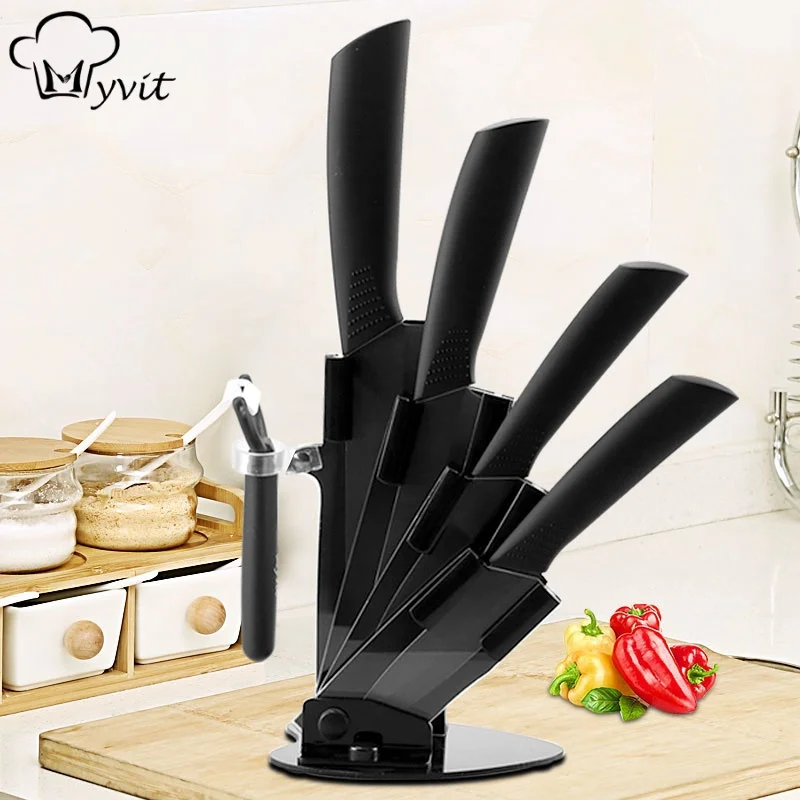 Ceramic Knives Set Knives Accessories with Holder+Peeler Knife Stand 3 