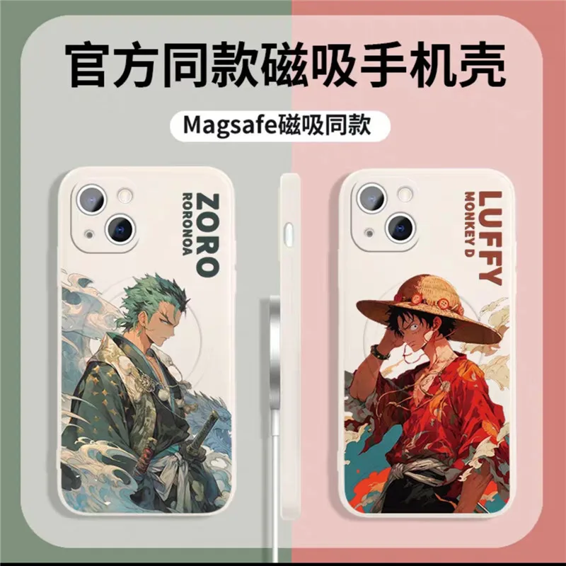 Anime O-One Pieces Z-Zoro L-Luffy Phone Case for iPhone 11 12 13 14 15 16 Pro Max Plus Magnetic Wireless For Magsafe Cover